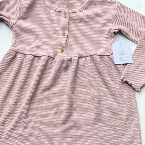 Little Co. Pink Long Sleeve Henley Dress NWT - Picture 4 of 8